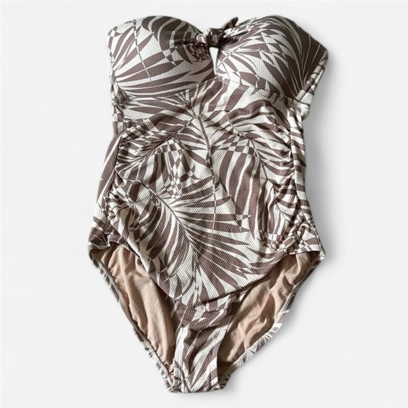 Elegant Brown Patterned Women's One Piece Swimsuit - Picture 1 of 1